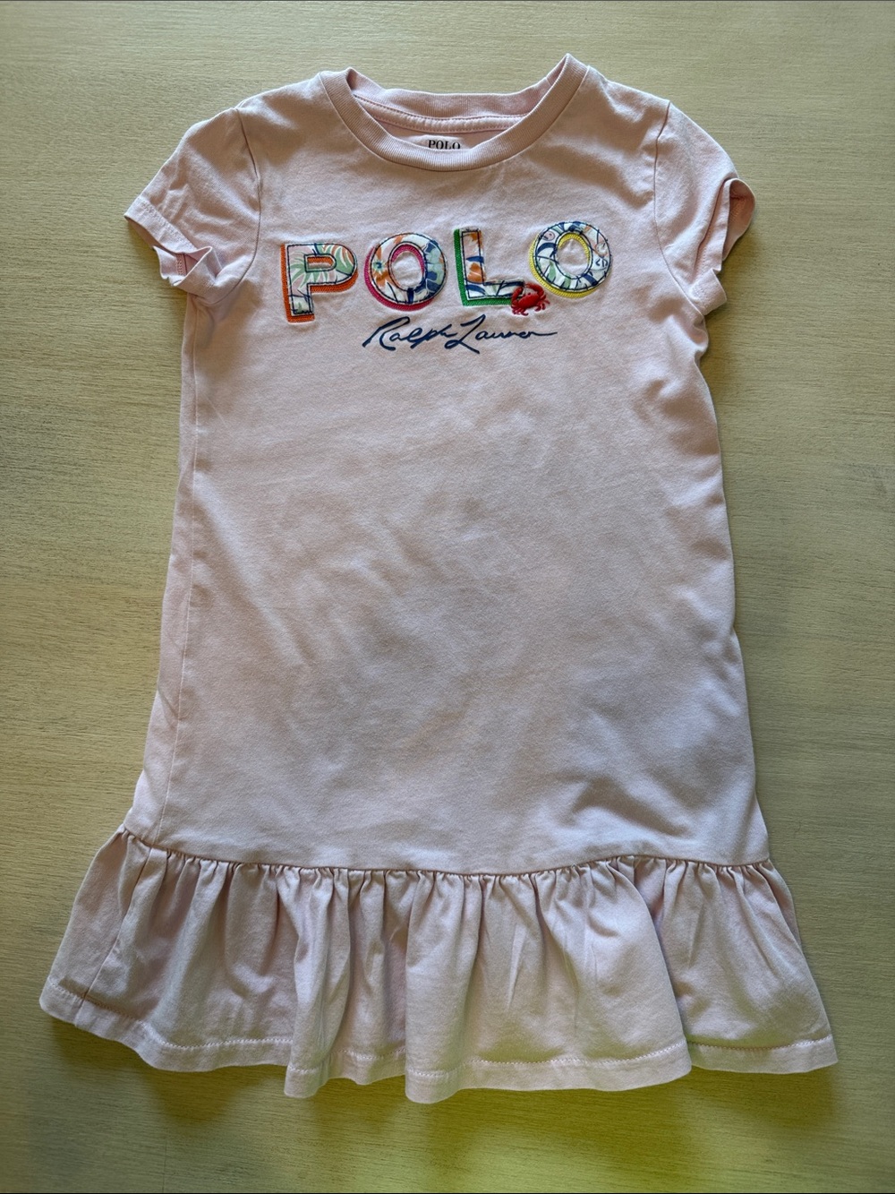 Polo by Ralph Lauren Light Pink Logo Ruffle Hem Tee Dress